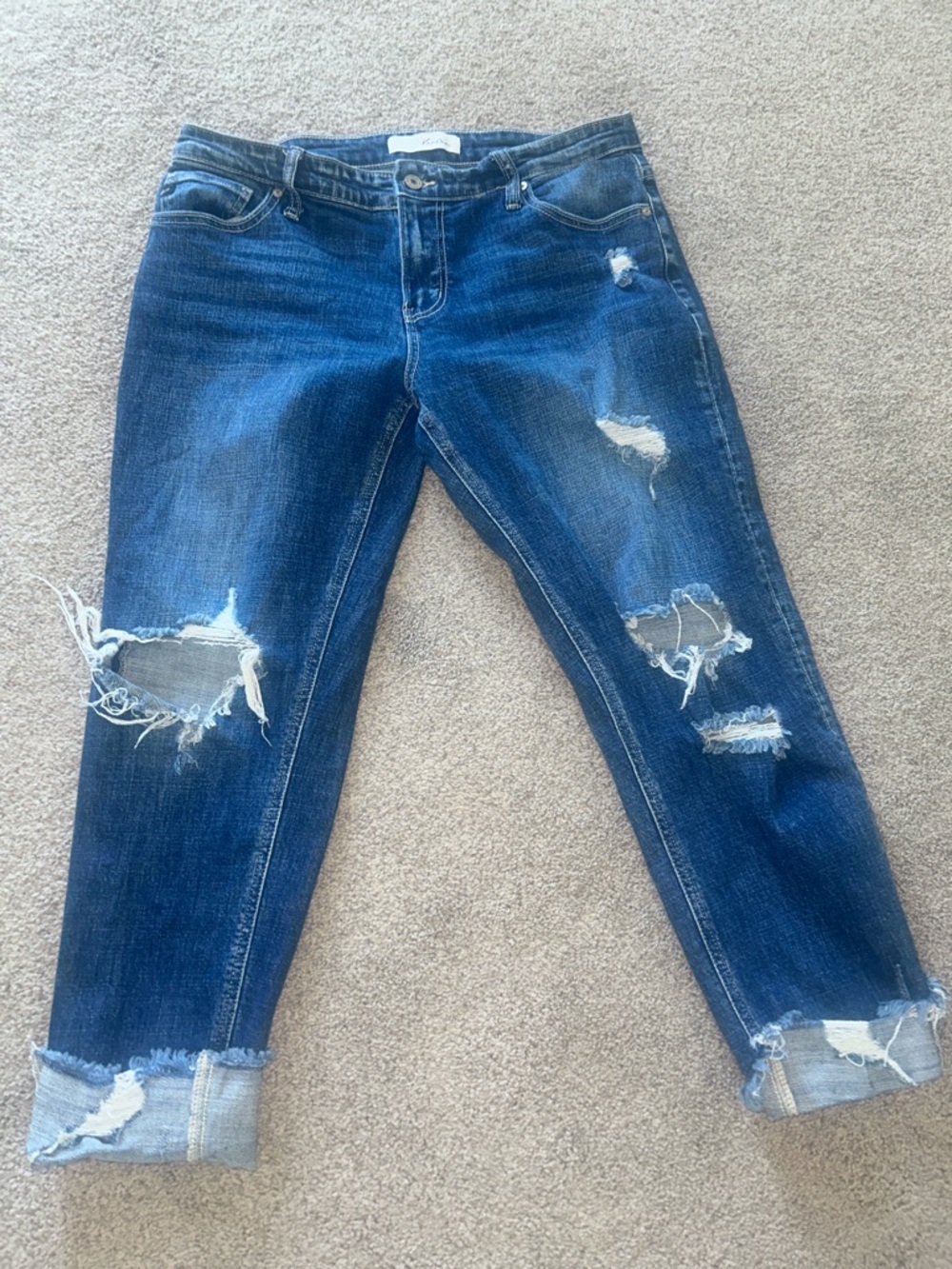 KanCan Dark Blue Distressed Boyfriend Jeans
